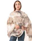 Sciarpa in cotone a fantasia tono beige con brillantini oro - Mya Accessories