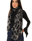 Sciarpa in lana nera con stampa simmetrica bianca - Mya Accessories