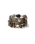 Bracciale elastico a tre fili con pietre in acrilico tono verde - Mya Accessories