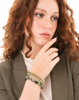 Bracciale elastico multi filo con pietre in acrilico e vetro tono verde - Mya Accessories