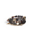 Bracciale elastico multi filo con pietre in vetro tono marrone scuro - Mya Accessories