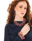Bracciale a catena con pietre in vetro ed acrilico tono viola - Mya Accessories