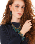 Bracciale a catena con pietre pendenti in vetro tono blu - Mya Accessories