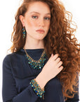 Bracciale a catena con pietre pendenti in vetro tono blu - Mya Accessories
