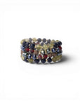 Bracciale elastico a quattro fili con pietre in acrilico tono verde e blu - Mya Accessories