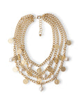 Collana girocollo multi catene con perle in vetro e medagliette in metallo - Mya Accessories