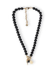 Collana girocollo con pietre in vetro nere e charms pendenti in metallo - Mya Accessories
