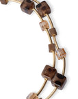 Collana girocollo a due fili con pietre a cubo in resina animalier tono beige - Mya Accessories