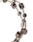 Collana girocollo a due fili con pietre a cubo in resina animalier tono grigio - Mya Accessories