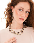 Collana girocollo a due fili con pietre a cubo in resina animalier tono grigio - Mya Accessories