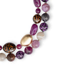Collana girocollo a due fili con pietre in vetro ed acrilico animalier tono viola - Mya Accessories