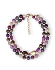 Collana girocollo a due fili con pietre in vetro ed acrilico animalier tono viola - Mya Accessories