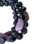 Collana girocollo a tre fili con pietre grandi in acrilico tono blu - Mya Accessories