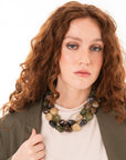 Collana girocollo a due fili con pietre grandi in acrilico tono verde - Mya Accessories