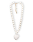 Collana girocollo con sfere in acrilico e pendente a cuore bianco - Mya Accessories