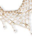 Collana girocollo design a rete in metallo con cascata di perle in vetro - Mya Accessories