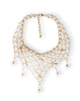 Collana girocollo design a rete in metallo con cascata di perle in vetro - Mya Accessories