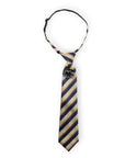 Cravatta elastica rigata blu e beige con spilla in vetro a fiore blu - Mya Accessories