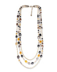 Collana lunga multi filo a catena con mix di pietre in acrilico tono nero e giallo - Mya Accessories