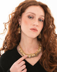 Collana girocollo in metallo con inserti in metallo e pietre in vetro grigie - Mya Accessories