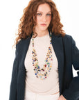 Collana multi filo con pietre in acrilico e vetro multicolore - Mya Accessories