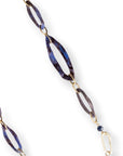 Collana lunga con catena in metallo ed inserti in acrilico tono blu - Mya Accessories