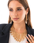Collana girocollo con cascata a catena e pietre in vetro perlate - Mya Accessories