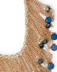 Collana girocollo con cascata a catena e pietre in vetro tono blu - Mya Accessories