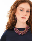 Collana girocollo a due fili con sfere in vetro ed acrilico tono viola - Mya Accessories