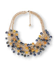 Collana girocollo a due fili con sfere in vetro ed acrilico gialle e blu - Mya Accessories