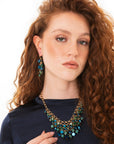 Collana girocollo a catena con cascata di pietre in vetro tono blu - Mya Accessories