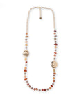 Collana lunga a catena con pietre in vetro tono arancio - Mya Accessories