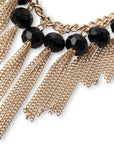 Collana girocollo a catena con pietre nere in vetro e frange pendenti - Mya Accessories