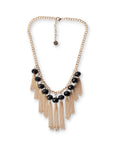 Collana girocollo a catena con pietre nere in vetro e frange pendenti - Mya Accessories