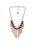 Collana girocollo a catena con pietre viola in vetro e frange pendenti - Mya Accessories