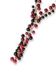 Collana girocollo a catena con sfere pendenti in acrilico nere e rosse - Mya Accessories