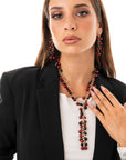 Collana girocollo a catena con sfere pendenti in acrilico nere e rosse - Mya Accessories