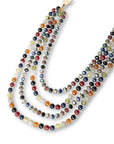 Collana lunga a catena con multi fili di pietre in acrilico multicolore - Mya Accessories