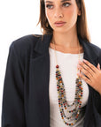 Collana lunga a catena con multi fili di pietre in acrilico multicolore - Mya Accessories