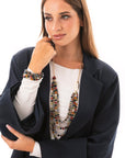 Collana lunga a catena con multi fili di pietre in acrilico multicolore - Mya Accessories