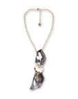 Collana girocollo a catena con cravattino in tessuto tono grigio - Mya Accessories