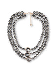Collana a tre fili con sfere in acrilico e pietre in vetro grigie - Mya Accessories