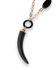 Collana lunga a catena con pendente a forma di corno in resina ed acrilico nero - Mya Accessories