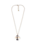 Collana lunga con catena snake e pendente a fiore in resina nei toni nero e beige - Mya Accessories