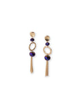 Orecchini pendenti con pietra in vetro viola e frange a catena - Mya Accessories