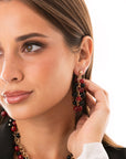 Orecchini pendenti con sfere in acrilico nere e rosse - Mya Accessories