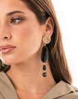 Orecchini pendenti con pietre in acrilico nere - Mya Accessories