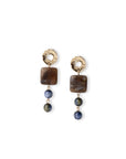 Orecchini pendenti con pietre geometriche in acrilico marrone e blu - Mya Accessories