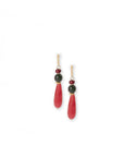 Orecchini pendenti a goccia con pietre dure tono rosso e verde - Mya Accessories