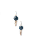 Orecchini pendenti in ottone con pietra dura circolare petrolio - Mya Accessories